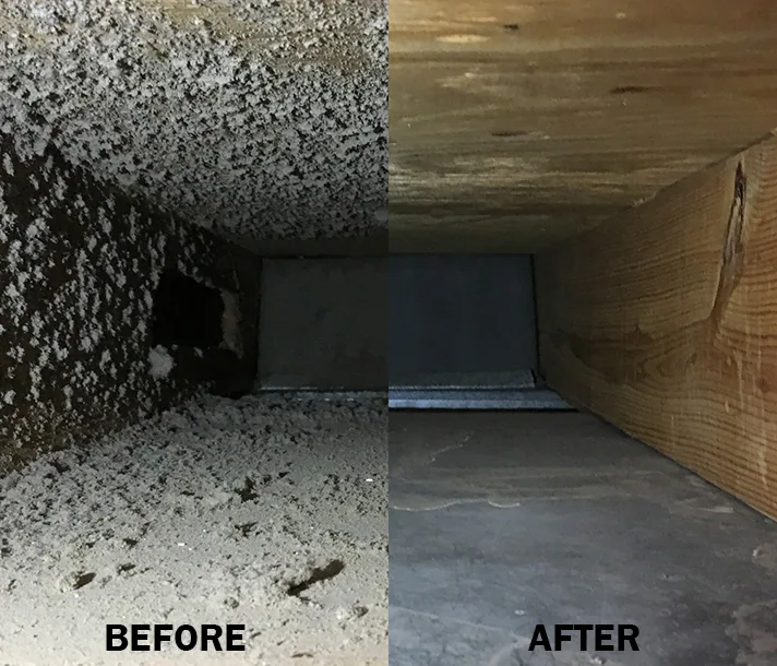 Before and after ducted air conditioning cleaning from the WordPress site
