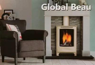 Freestanding gas stove in a living room