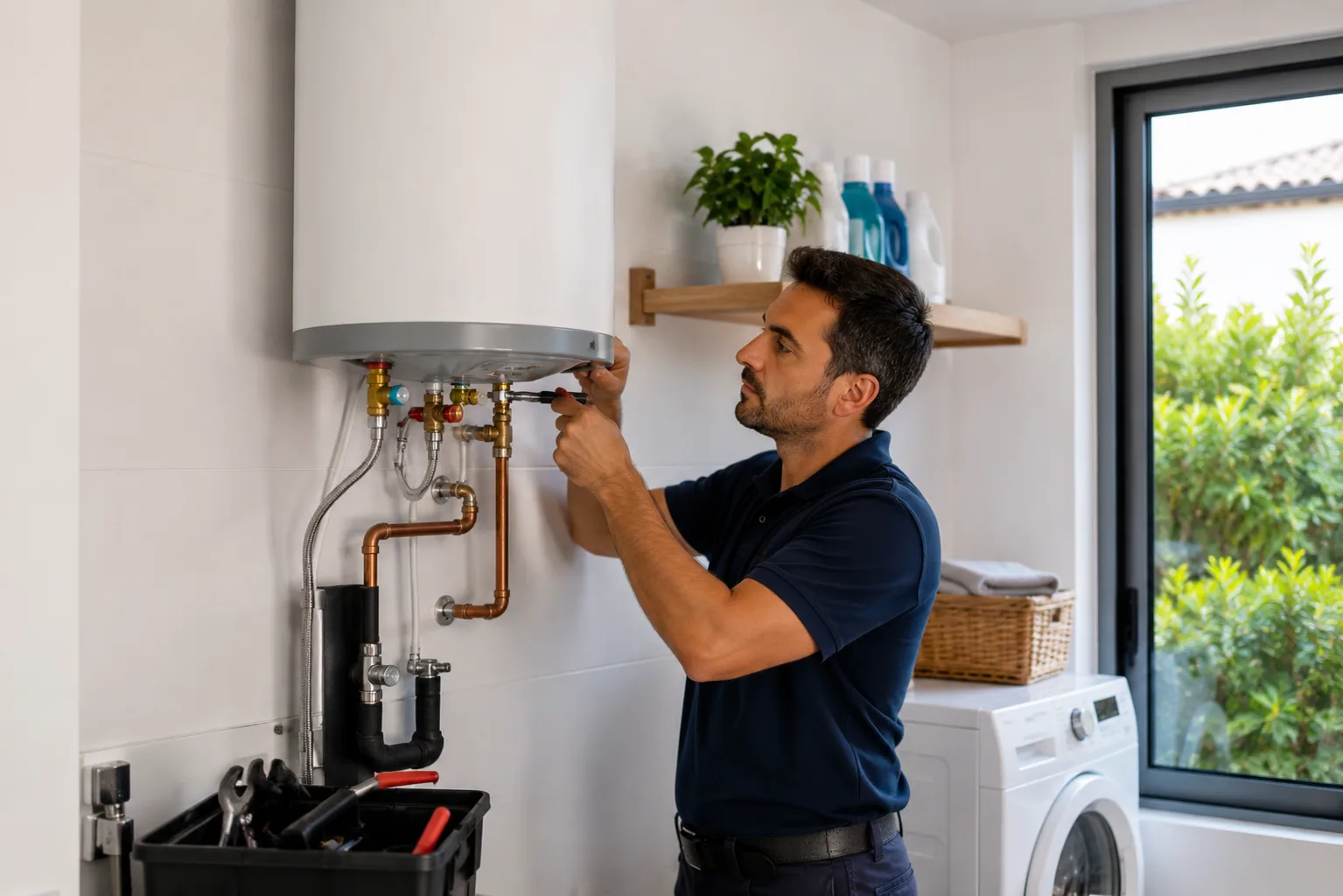 Water heater installation in a Costa del Sol home
